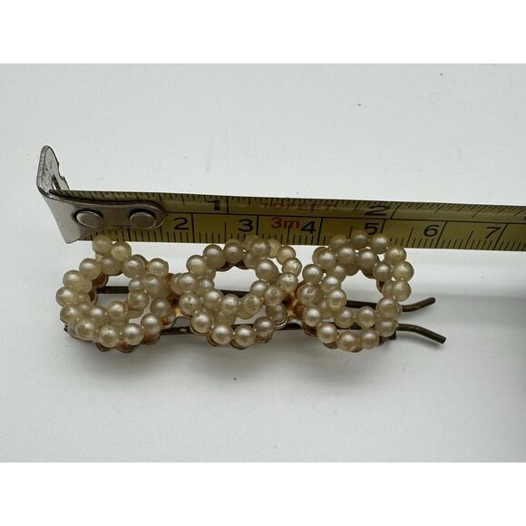 VTG Lot Hair Comb And Barrette ART NOUVEAU / Faux Pearl & Gold-tone accents - Picture 3 of 15